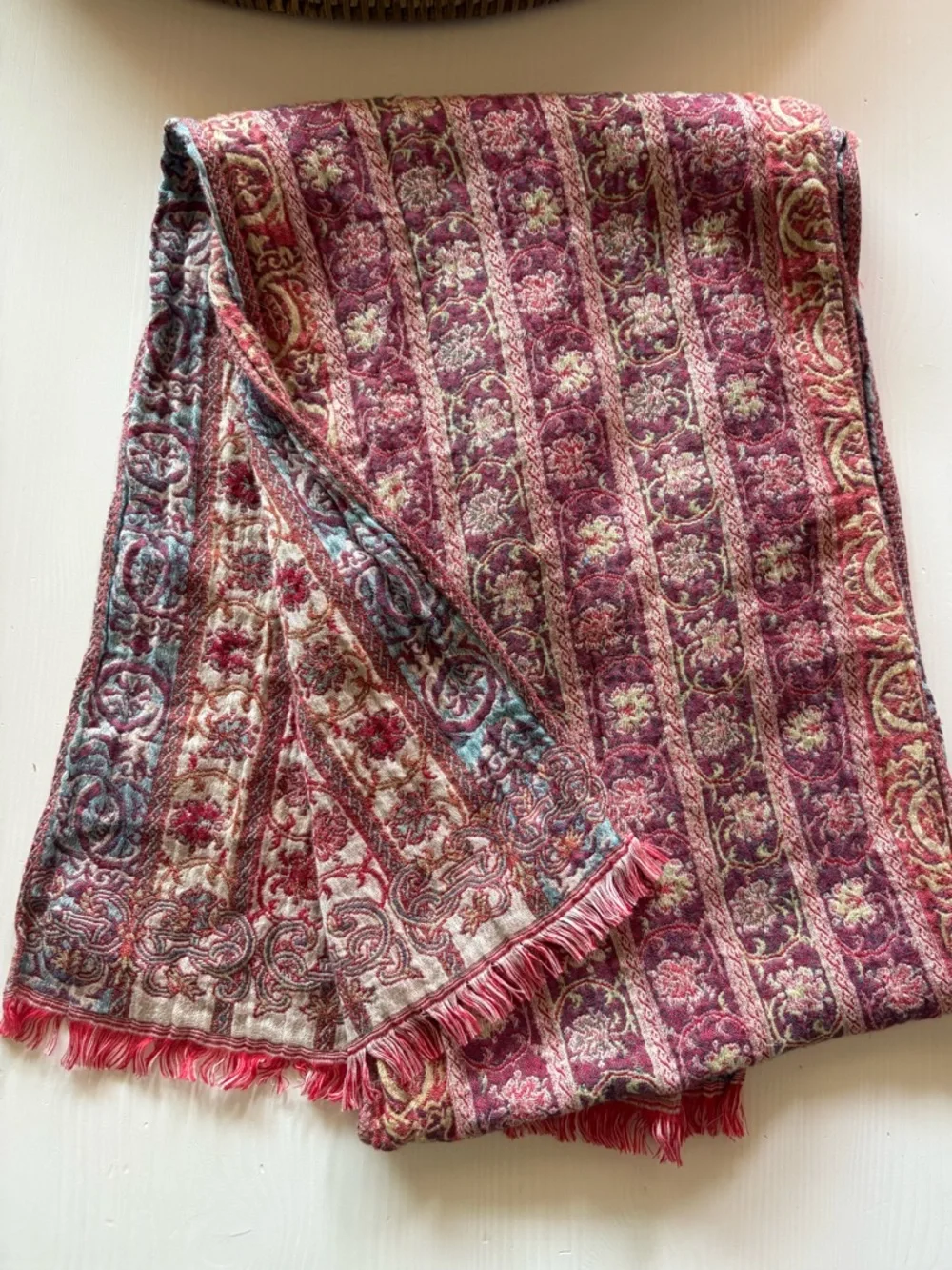 Petrusse Chenonceau Carmine Cotton and Silk Scarf - Picture 3 of 5
